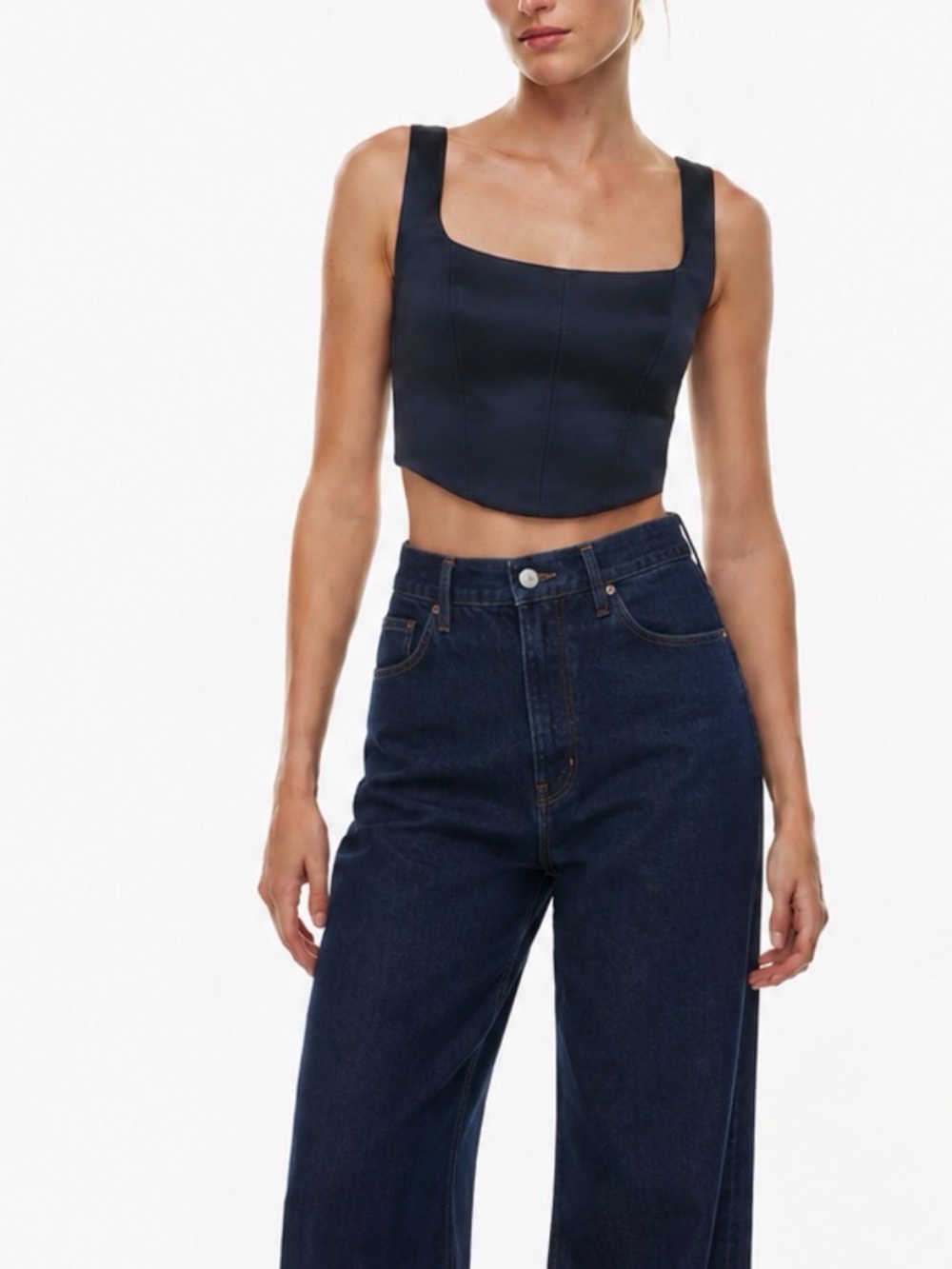 Aritzia Ten by Babaton Elevate Bustier Top in Total Eclipse Navy